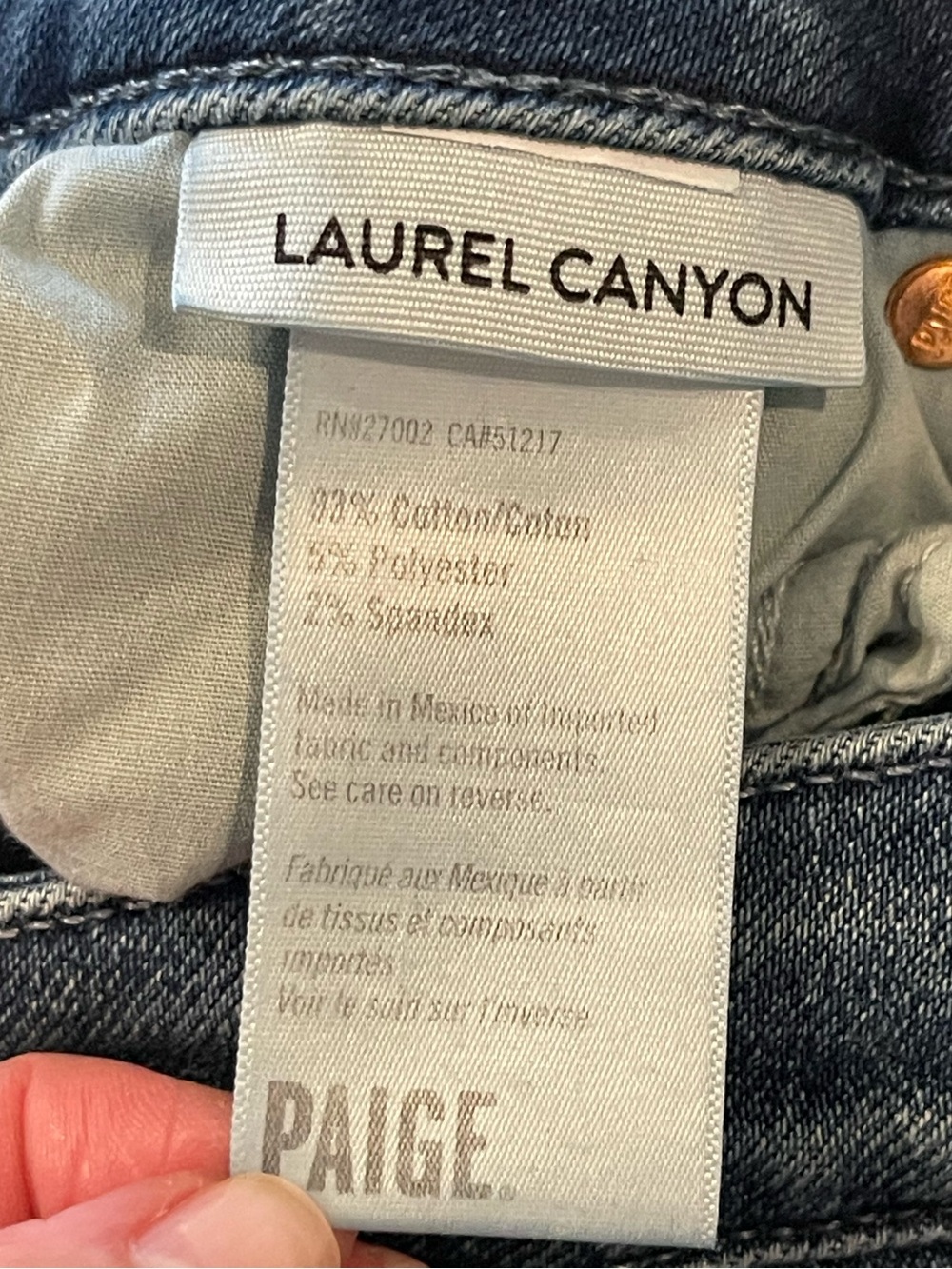 PAIGE Laurel Canyon, Boot Cut, High Rise Jeans, Medium Wash, Raw Hem, Size 27 - Picture 4 of 13